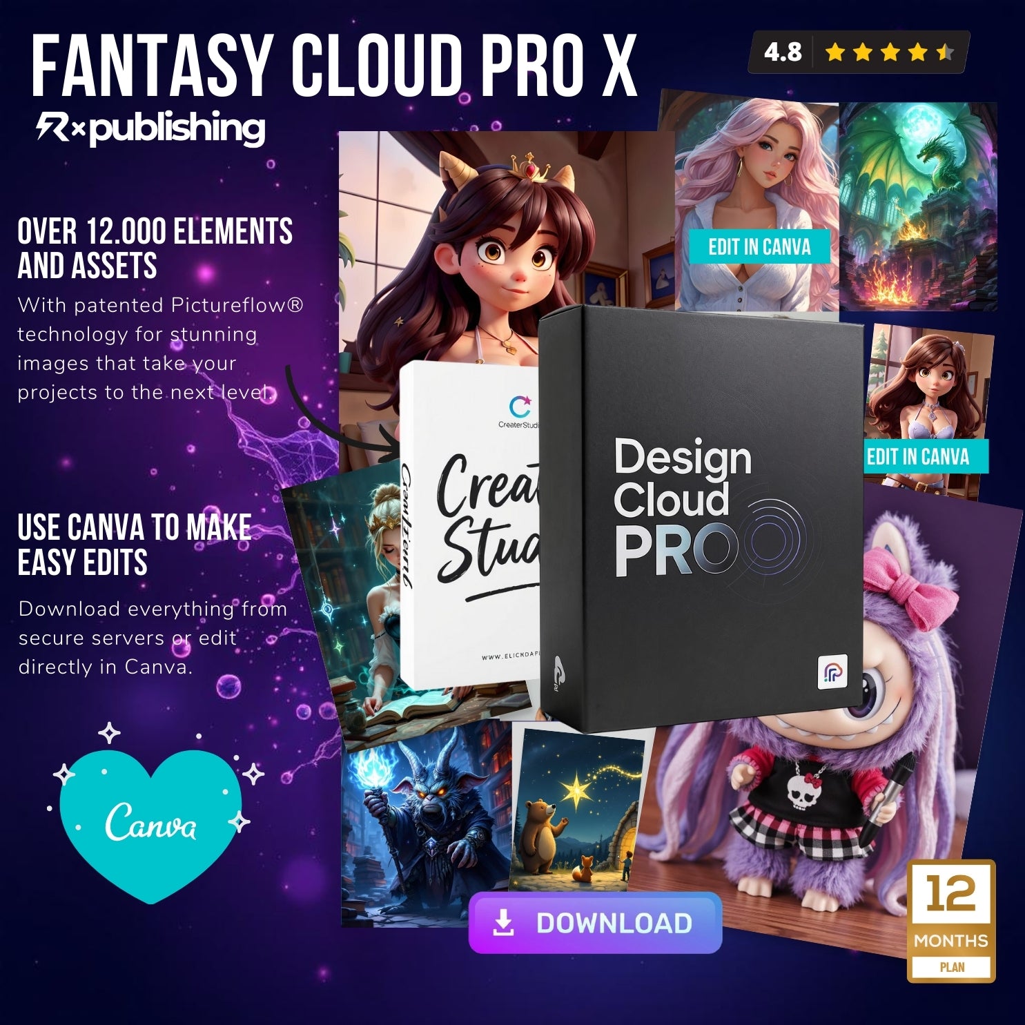 Designcloud PRO X für Canva. Neu! 2025 mit mehr als 20.000 Vorlagen
