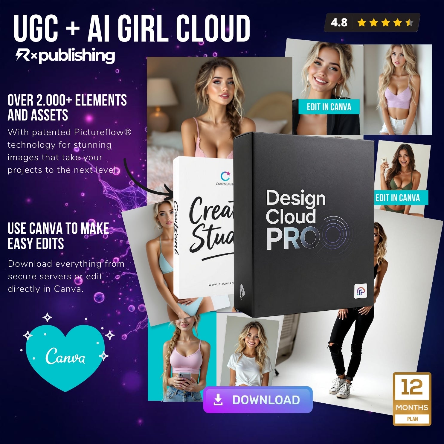 Designcloud PRO X für Canva. Neu! 2025 mit mehr als 20.000 Vorlagen