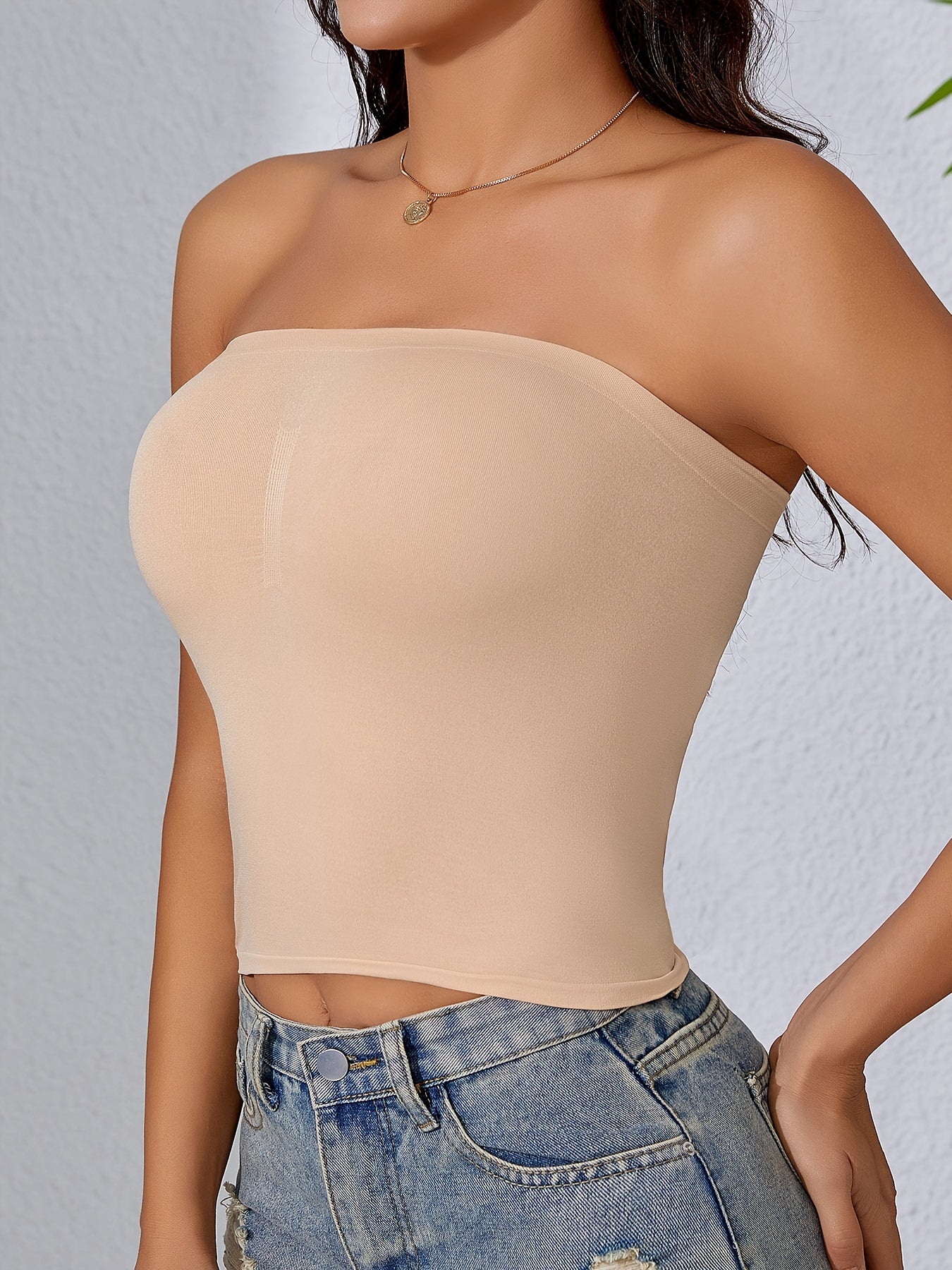 Seamless Strapless Bandeau Bra for Women - Comfortable, Non-Slip, Back Support Design, Perfect for Layering or Wear Alone