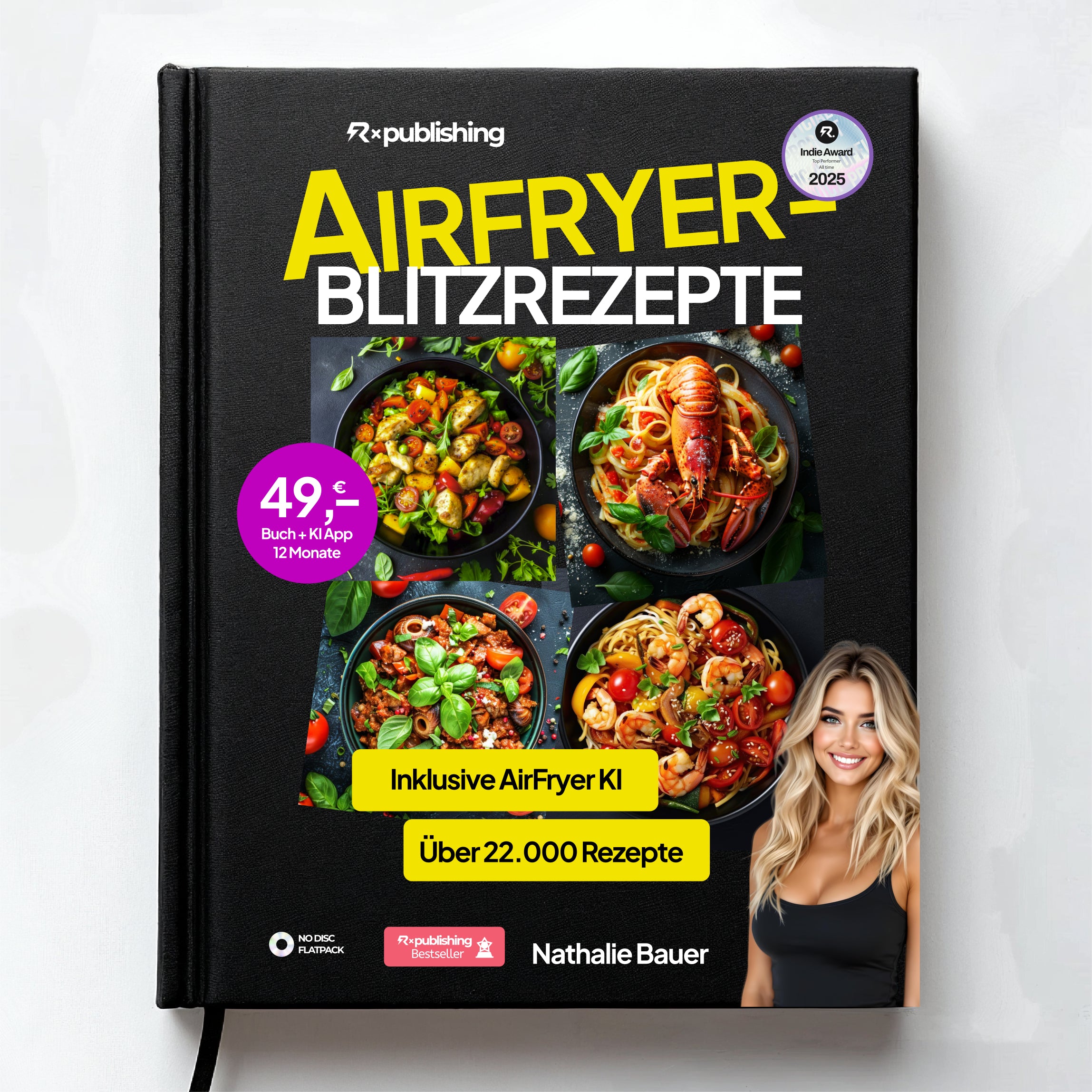 Neu: AirFryer Blitzrezepte+ App. 22.000 Rezepte. 12 Monate on Demand + Buch