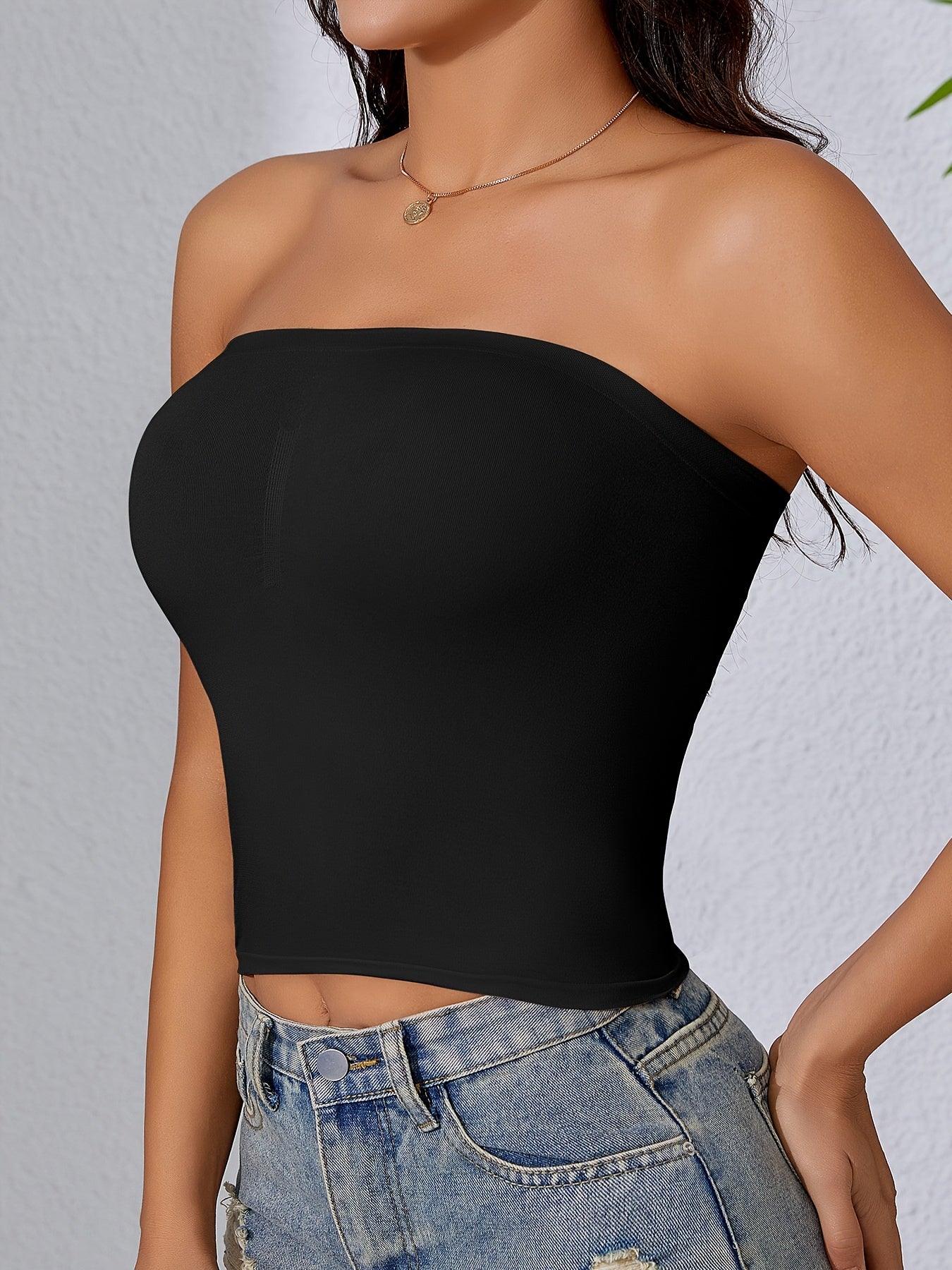 Seamless Strapless Bandeau Bra for Women - Comfortable, Non-Slip, Back Support Design, Perfect for Layering or Wear Alone