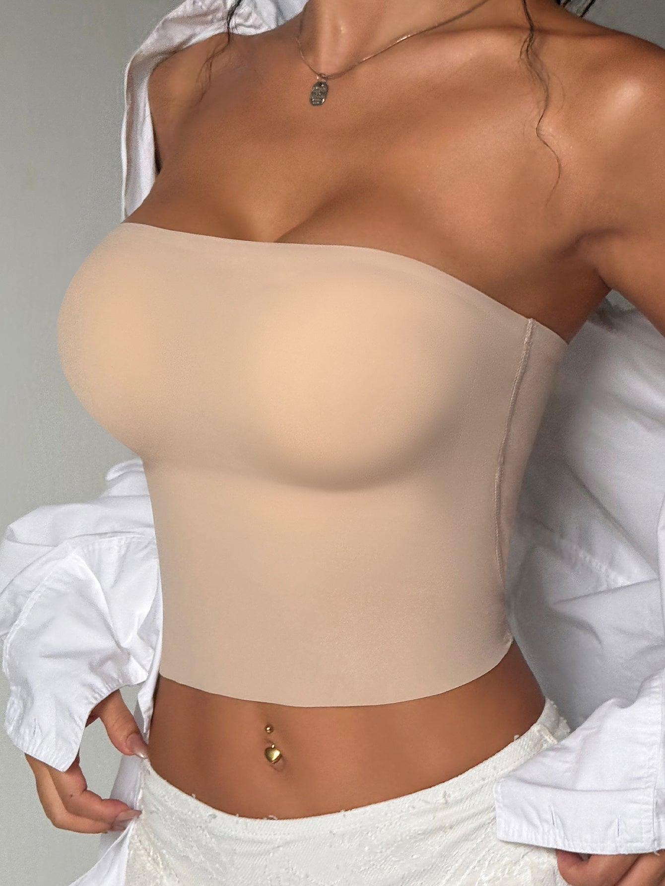 1pc Women's Strapless Bandeau Bra - No Underwire Removable Padding Seamless Design for Dates Parties Casual Wear All-Season Comfort, Date Night Top, Sensual Top, Smooth Texture
